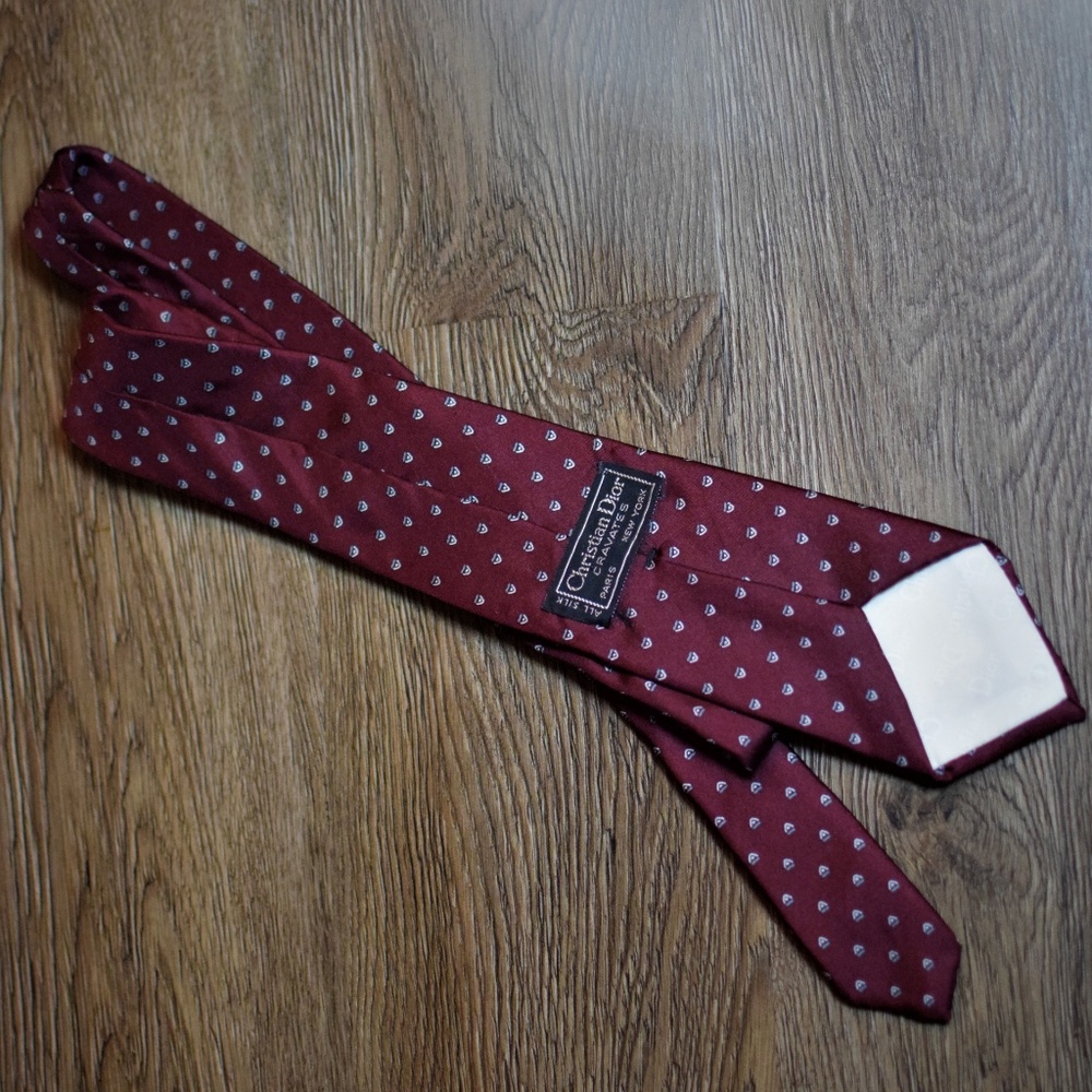 CHRISTIAN DIOR Cravates Burgundy Silk Tie - Picture 2 of 5